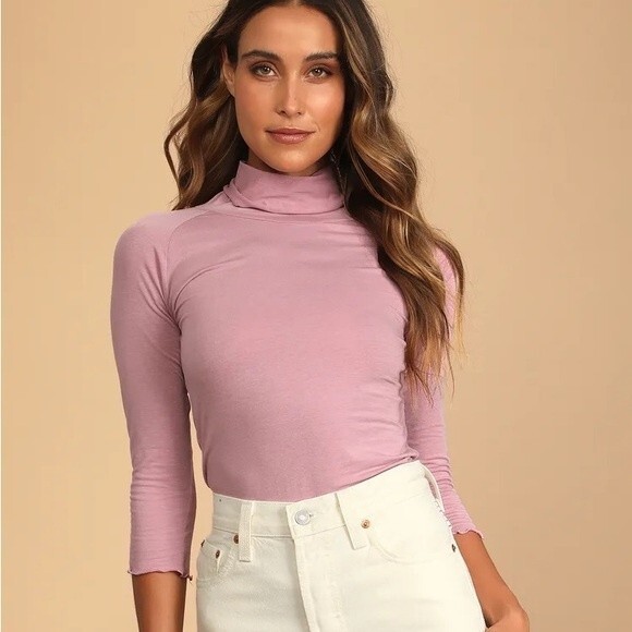 NWOT Free People Lilac Turtleneck Top - Picture 1 of 4